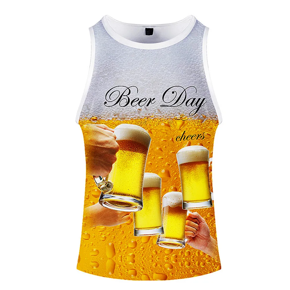 Bubbling beer мужская майка с 3D Цифровым принтом сексуальная летняя одежда для фитнеса