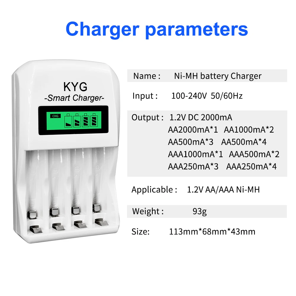 PALO 4-8 Slots Fast Smart Charger LCD Display Intelligent Battery Charger For 1.2V AA AAA NiCd NiMh Rechargeable Battery