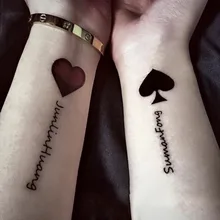 

Waterproof Temporary Tattoo Sticker Vintage Heart Spade Alphabet Design Body Art Fake Tattoo Flash Tattoo Wrist Female Male