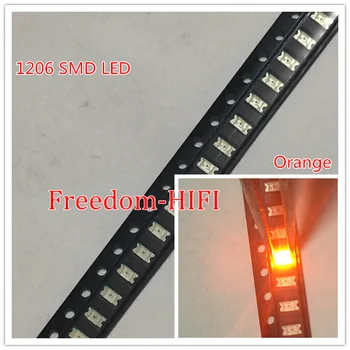

3000pcs Orange/Amber 1206 SMD SMT Super bright LED lamp light High Quality New 600-610nm 200-300mcd 2.0-2.6v smd 1206 led diodes