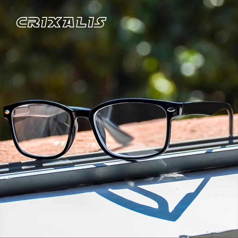 

CRIXALIS Square Anti Blue Light Reading Glasses For Women Men Anti Glare Diopters Farsightedness Computer Eyeglasses Male UV400