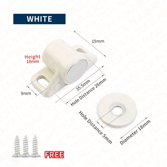 NAIERDI Magnet Cabinet Door Catch, Magnetic Furniture Door Stopper, Strong Powerful Neodymium Magnets Latch Cabinet Catches White