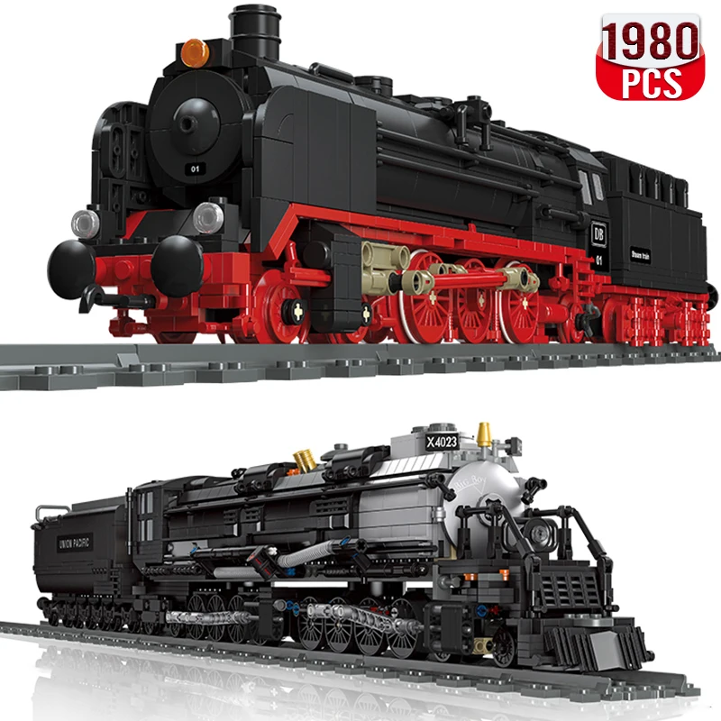 Technical Steam Age Train Building Blocks Expert Red Black Railway Set