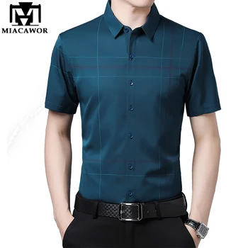 

2020 New Summer Short sleeve Shirt Men Fashion Casual Men's Shirt Slim Fit Social Shirt C669