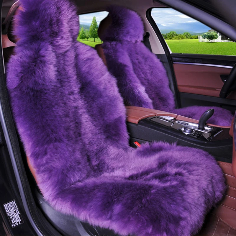 Зима натуральный длинный шерстяной чехол для сиденья автомобиля коврик теплая Австралийская овчина меховая подушка для автомобильного сидения плюш универсальный размер 1 шт