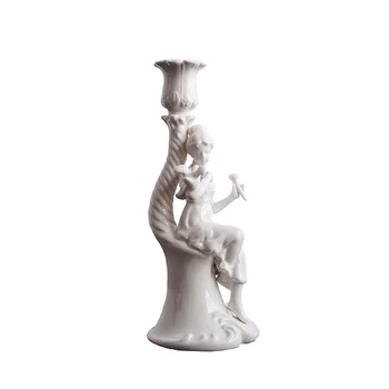 

Europe Ceramic Flower Angel Candlestick Romantic Retro Desktop Creative Modern Design Kaarsenhouder Coffee Table Decor EC50LZ