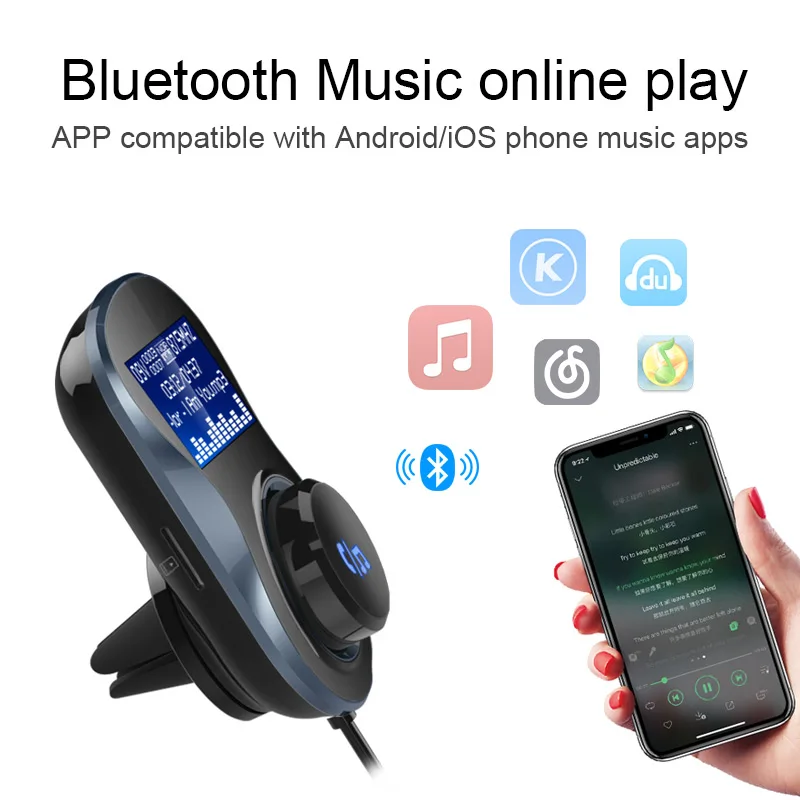 Автомобильный FM передатчик Jilang беспроводной модулятор с ЖК дисплеем Bluetooth Mp3