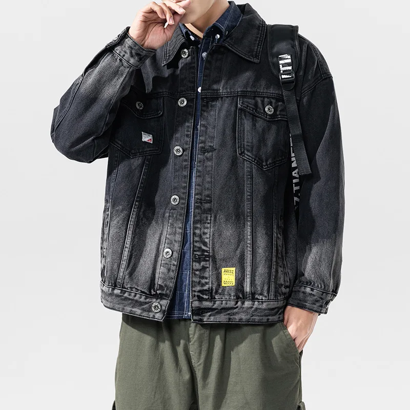 

Wu Navigation Japanese-style Gradient Workwear Denim Jacket Men's Large Size Loose-Fit Students Retro Casual Popular Brand Sprin