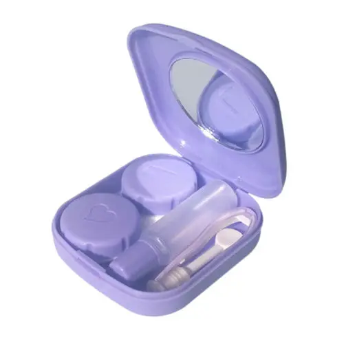 

1PC Optional Solid Pocke Candy Colors Travel Toiletry Kit Portable Carry Mirror Container t Mini Contact Lens Case Box