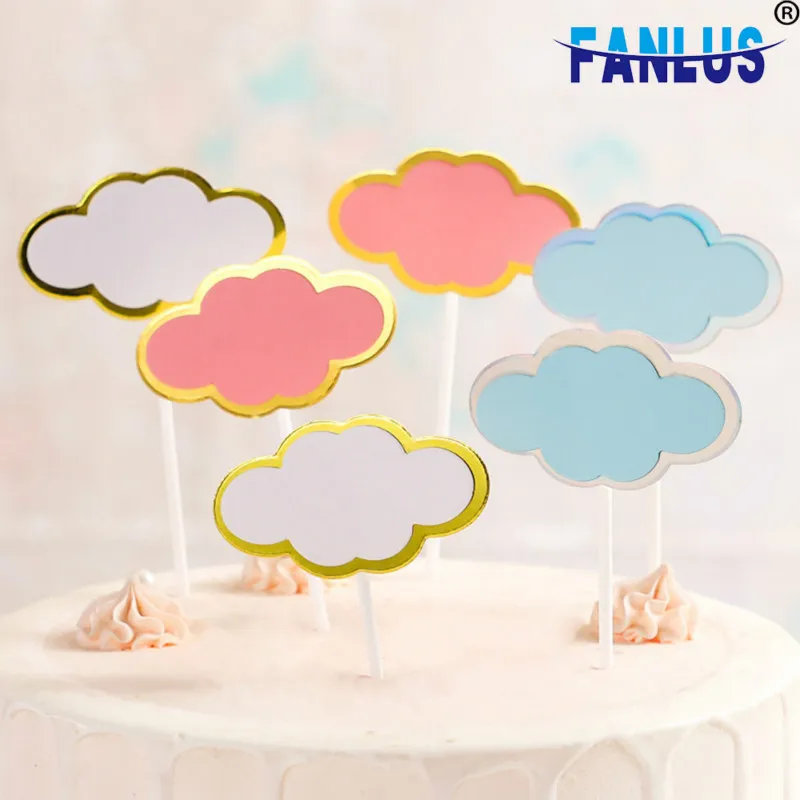 

3pcs/Set Blank Handwritten Cardboard Cake Decoration Pink White Blue Clouds Birthday Wedding Party Baking Decoration Supplies