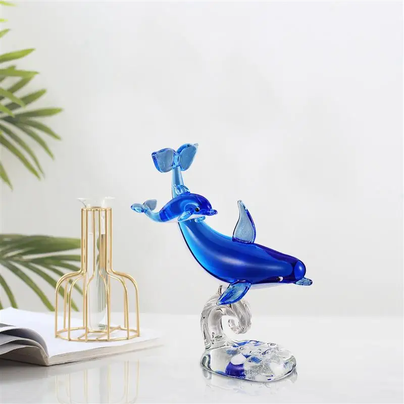 Crystal Dolphin Animal Figurine Ornamento Da Tavolo Forniture Ocean Crystal Dolphin Statua Animale Fatta A Mano Art Glass Dolphin Statue