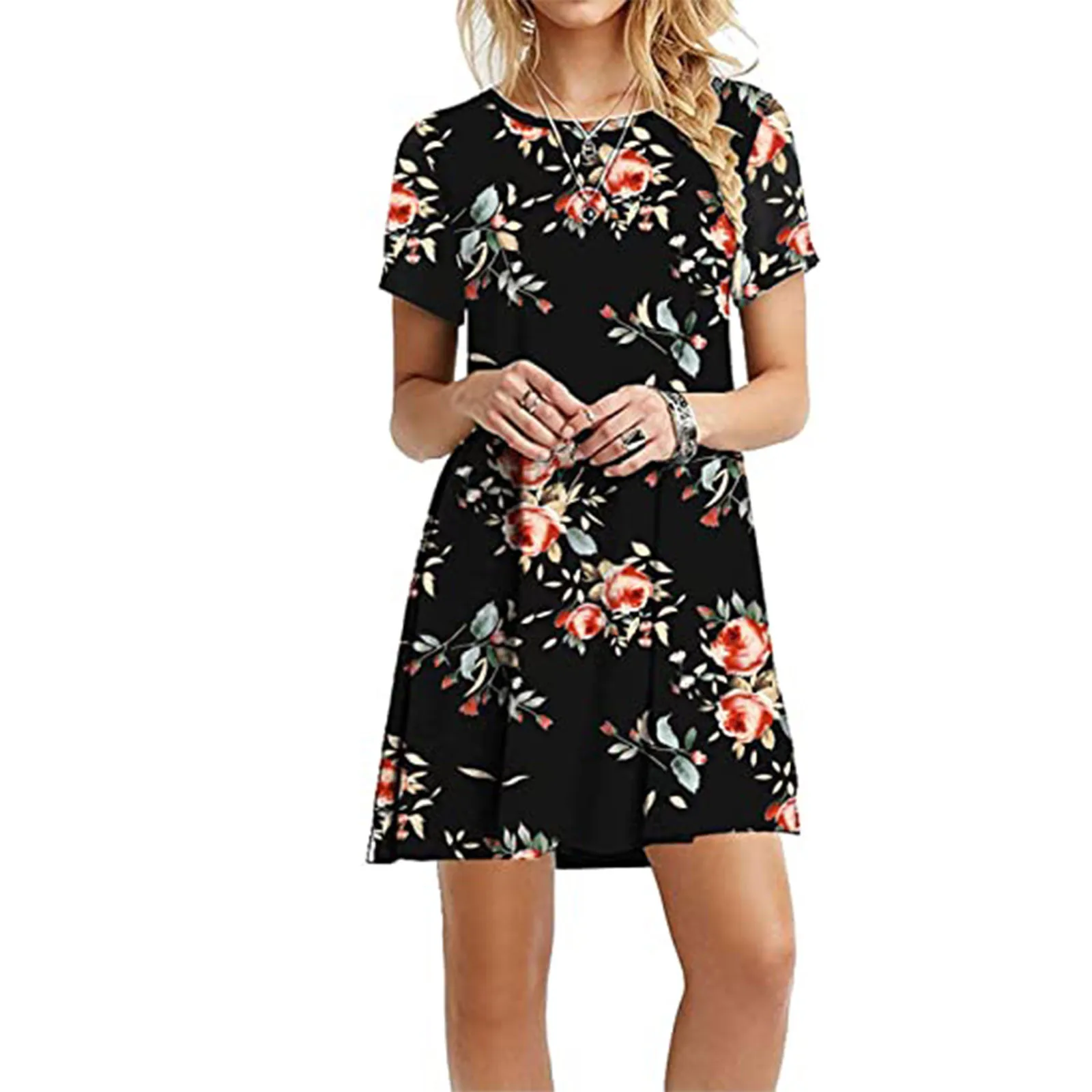 Barato #40 mujeres vintage boho vestidos flora impreso de talla grande vestidos Casual manga corta cuello Mini vacaciones vestido de fiesta белое платье r0QK3DzZGJJ