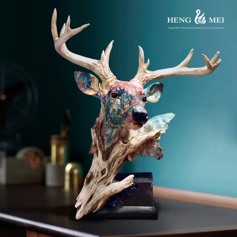 

Nordic style decorations decoration resin simulation deer head decoration living room model room TV cabinet wine cabinet gift