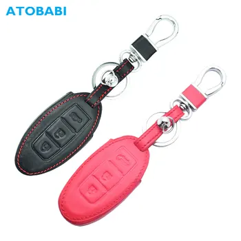 

Leather Car Key Cover For Nissan 370Z Versa Rogue For Infiniti EX35 FX35 FX45 FX50 G25 3 Buttons Smart Remote Control Fob Case