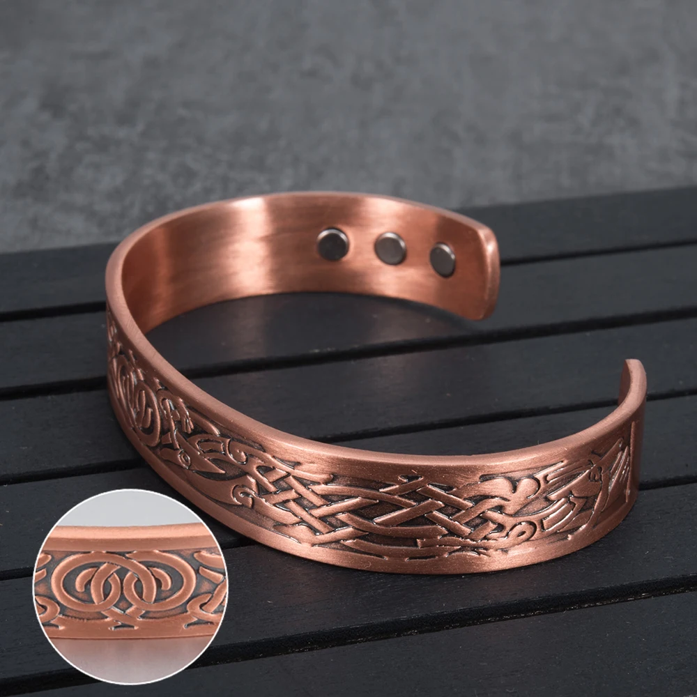 Bangle Bracelet Vinterly Viking Bracelets Women Energy Pure Copper Magnetic Bangles Male Unisex Vintage Adjustable Open Cuff Jewelry Resizable