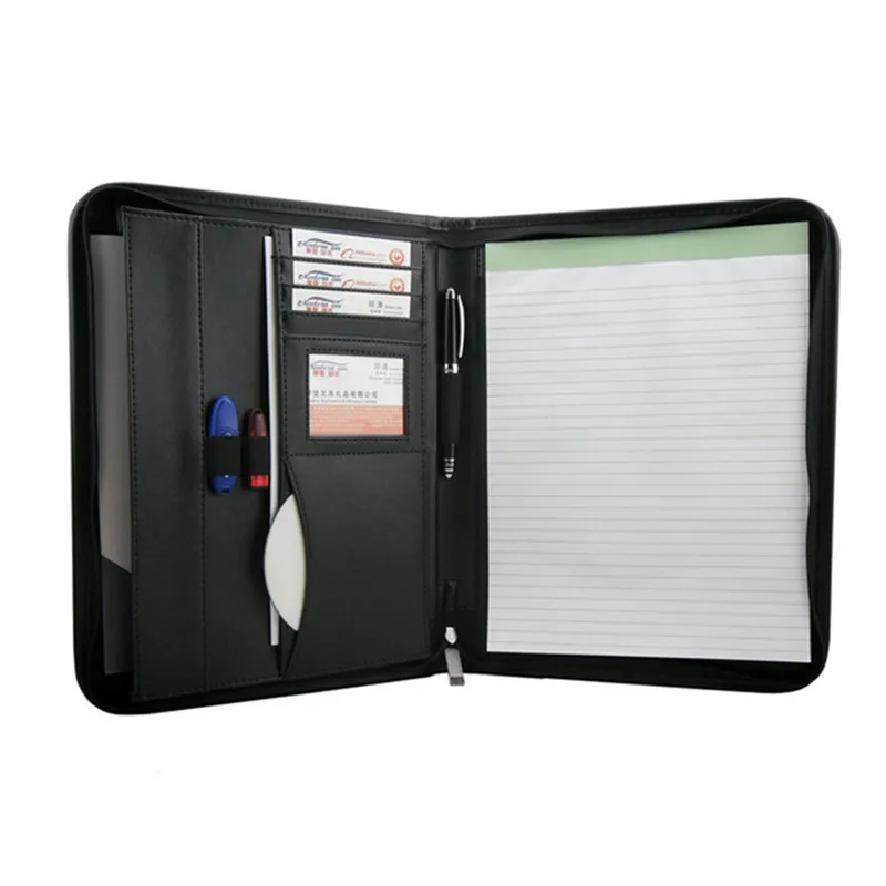 

Customize Logo PU Leather A4 Modern File Folder Card Holder Pen Holder Document Organizer Manager Padfolio Case Briefcase Bag