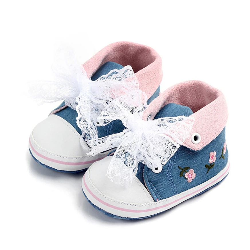 Baby Girl Shoes White Lace Floral Embroidered Soft Shoes First Walker Shoes