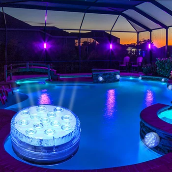 

13LEDs RGB Submersible Light With Magnet Suction Cup Remote Control Underwater Light Tea Night Light For Swimming Pool Pond