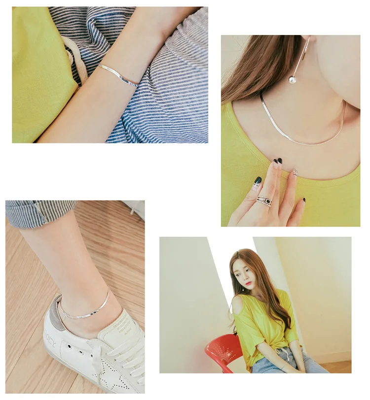 Free Shipping 925 Sterling Silver Snake Chain Anklets Jewelry For Gift
