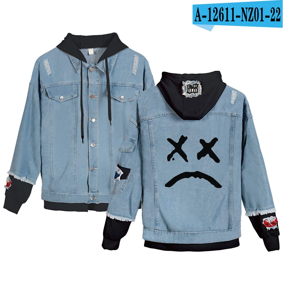 Lil Peep Cry Baby Denim Jacket Xxxtentacion hip pop singer Revenge Hooded Denim Jacket Fit Men/Women Hoodies Autumn sweatshirt