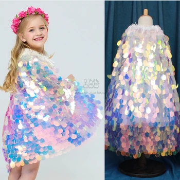 

Halloween The Little Mermaid Costume Child Colorful Sequined Cloak Girls Dress Christmas Fancy Fairy Princess Ariel Sequin Dress