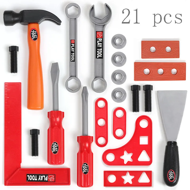 21pcs Игрушки для маленьких мальчиков, электрическая дрель, отвертка для ремонта, пластиковые игрушки для ролевых игр, игрушки для дома, Ранние развивающие игрушки - Цвет: 21pcs