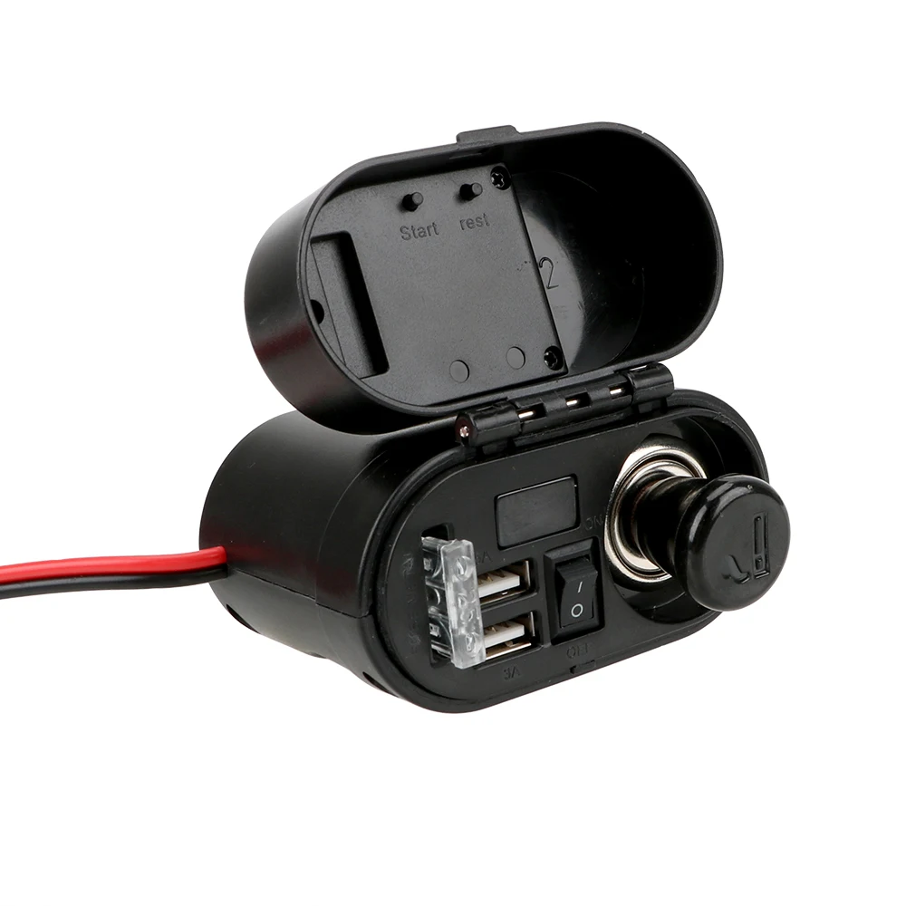 FORAUTO с цифровыми часами Автомобиль Мотоцикл USB адаптер зарядное устройство розетка комплект 12 в 24 в прикуриватель двойной USB мотоцикл зарядное устройство