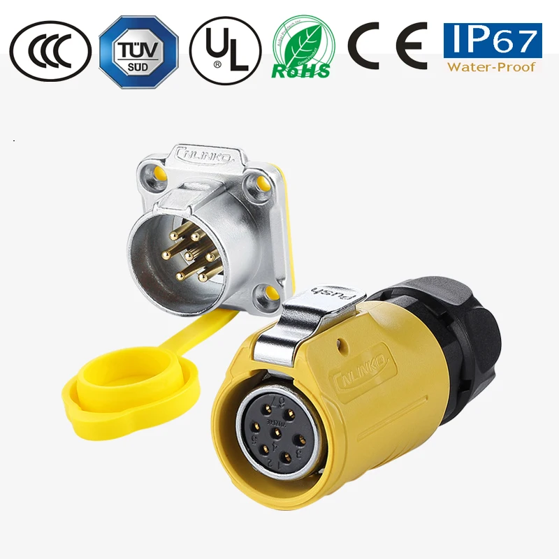 M20 IP67 Водонепроницаемый 7 pin панель/провод разъем питания круглый pastic +