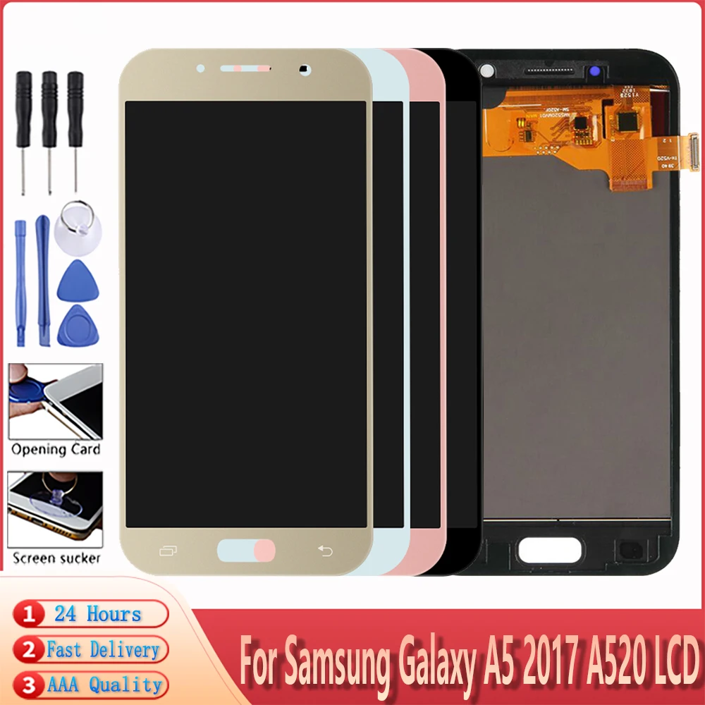 ЖК-дисплей для SAMSUNG GALAXY A5 2017 A520 A520F A520K сенсорный экран дигитайзер в сборе запасные