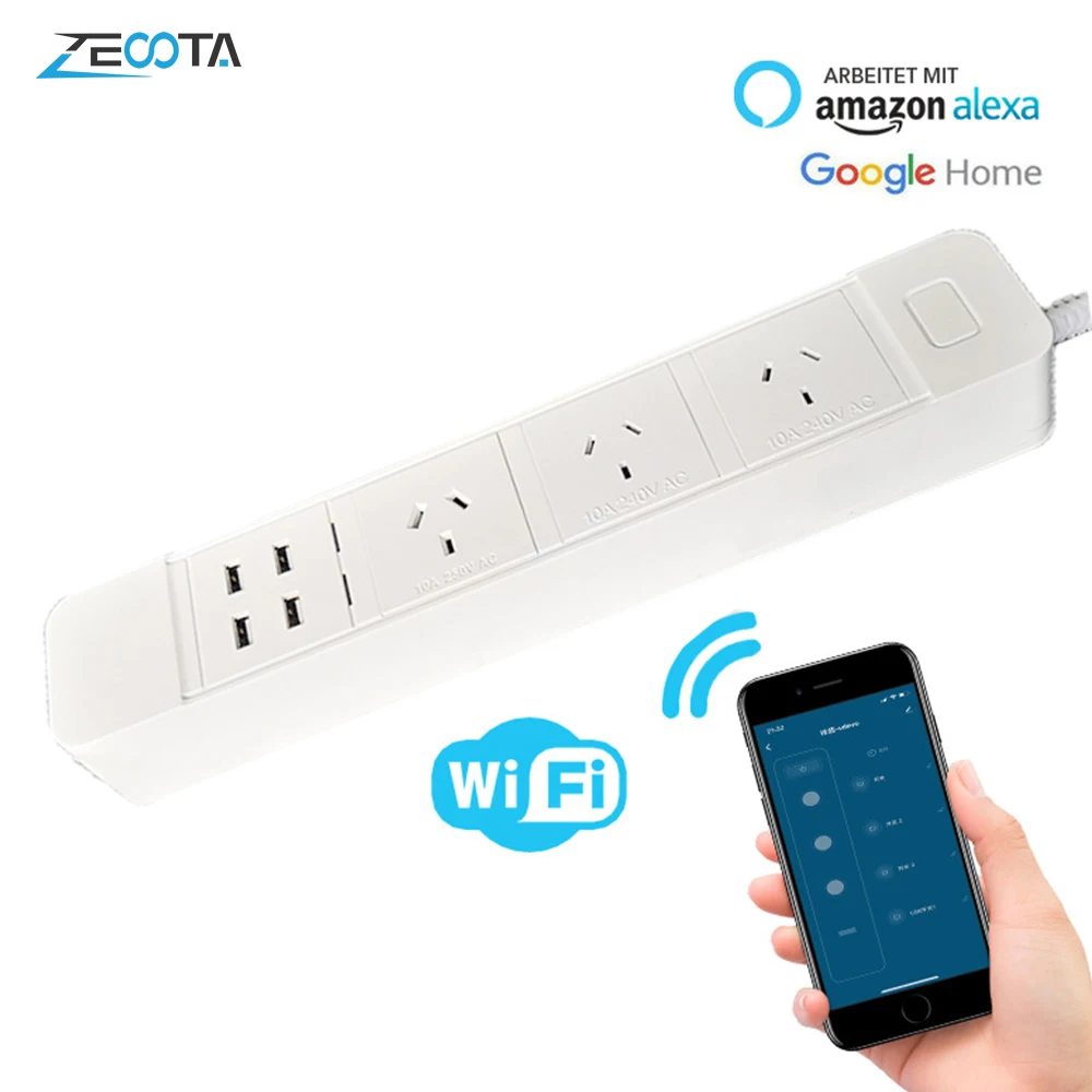 Smart Wi Fi мощность полосы 4 AU/CN розетки с стабилизатор напряжения с USB голос управление для Amazon Echo Alexa Google дома таймер