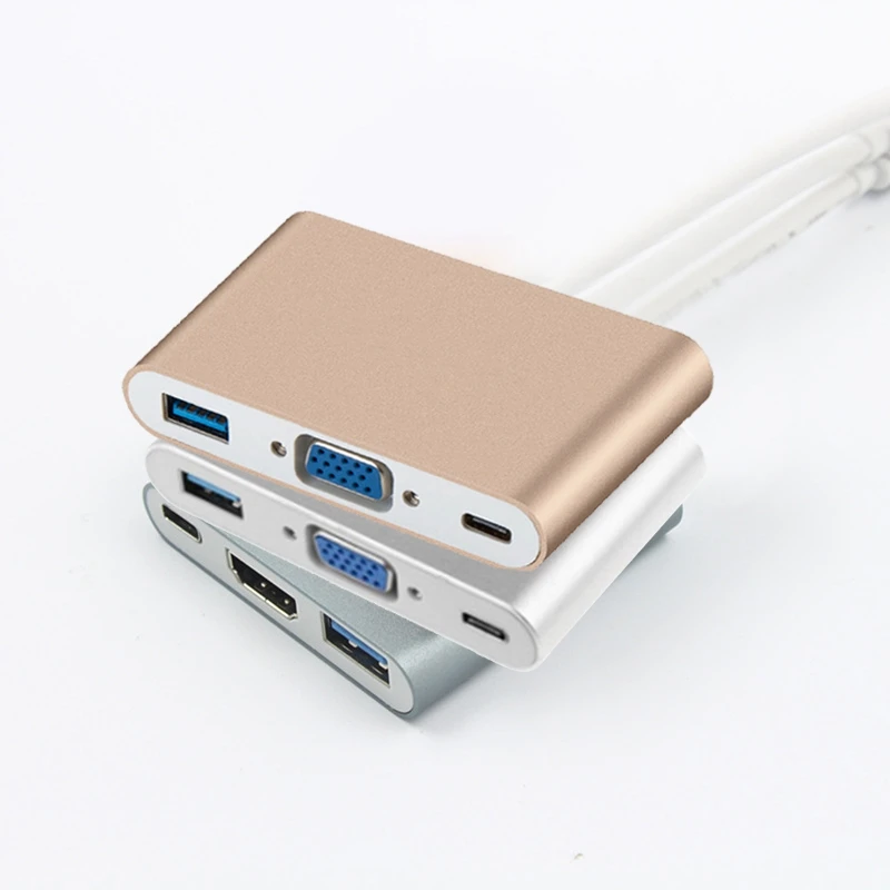 AABB- тип C USB 3,1 на USB-C 4K HDMI USB 3,0 адаптер 3 в 1 концентратор для Apple Macbook серый