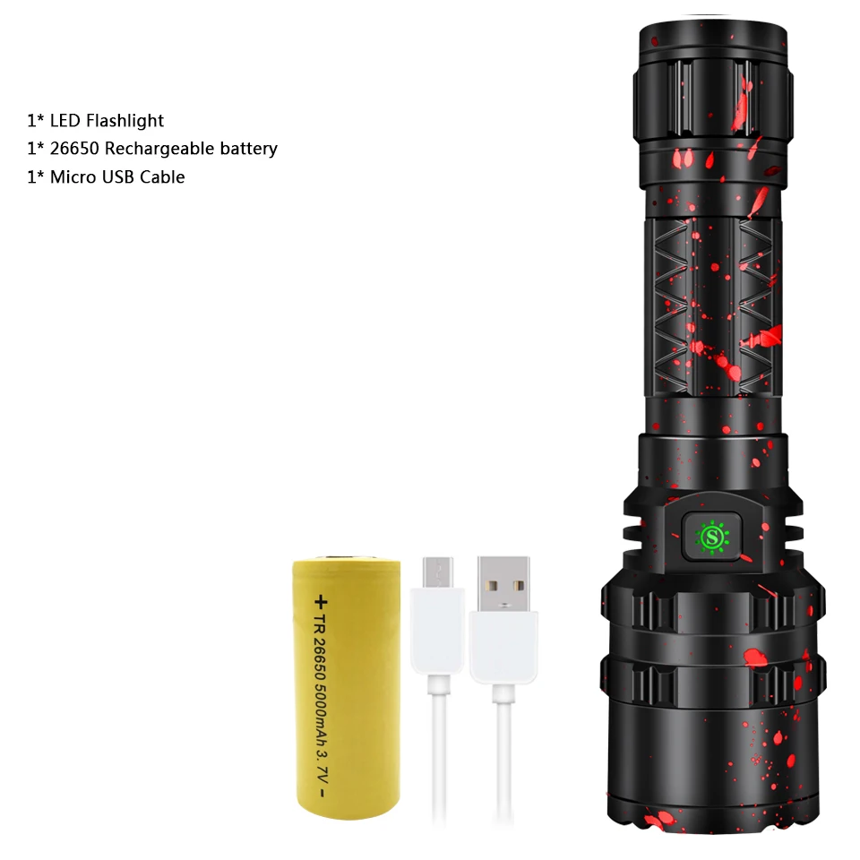 Package G Cree xhp50.2 светодиодный фонарик usb зарядка растягивающийся ударопрочный мощный перезаряжаемый фонарь 18650 или 26650 Z901103 - Испускаемый цвет: Package G