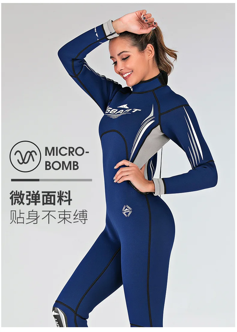 3MM Neoprene Wetsuit for Men and Women One-piece Thickened Warm Back Zipper Snorkeling Deep Diving Winter Swimsuit with Swimsuit