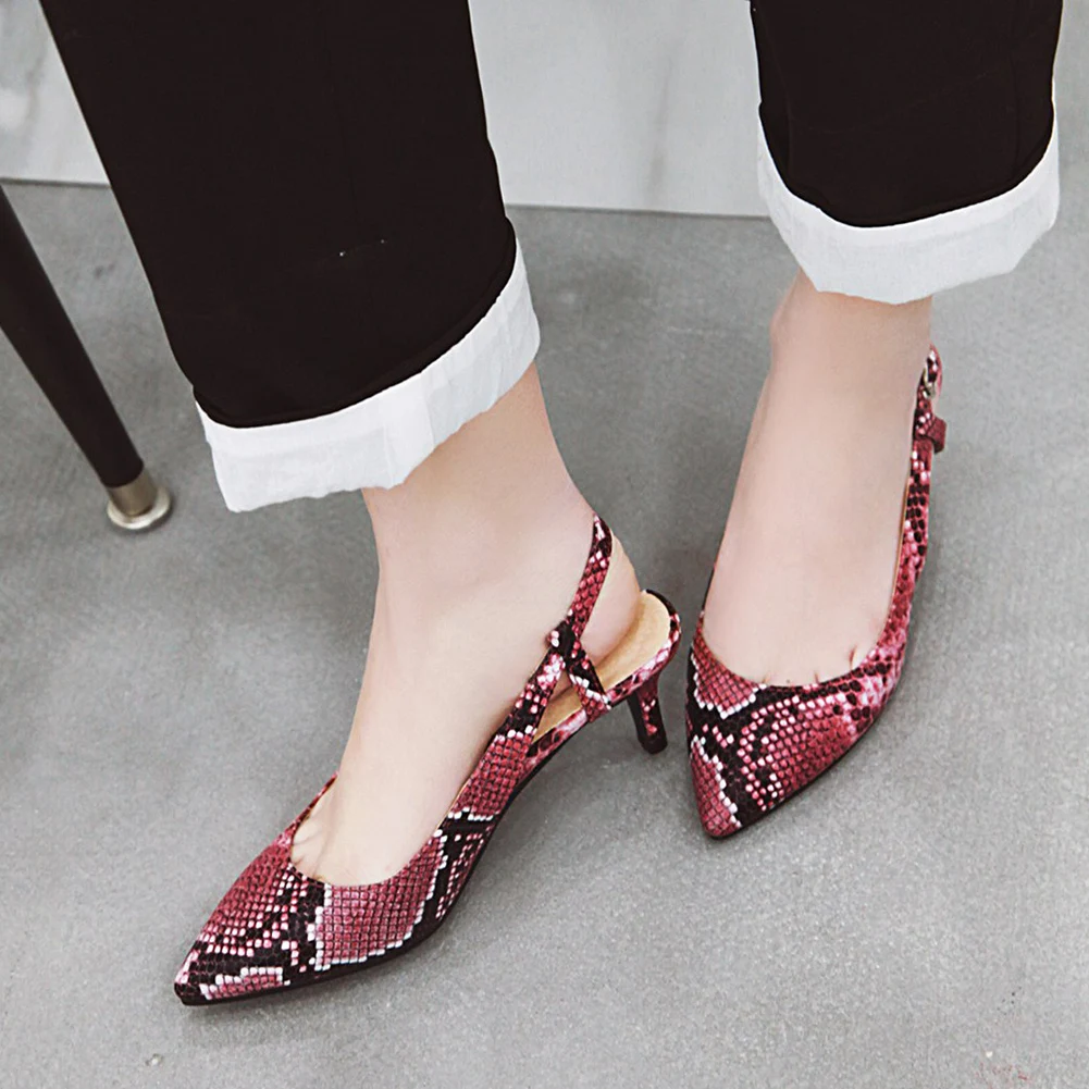 

SARAIRIS 2020 thin Heels Big Size 48 Elegant women's Party Shoes Woman slingback pointed toe snake veins summer sandal female