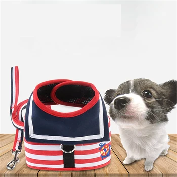 

Dog Collar Harness Cosplay Sailor Suit Adjustable Puppy Leash Chest Strap Cute Striped Cat Vest Set Outdoor Walking Running Rope