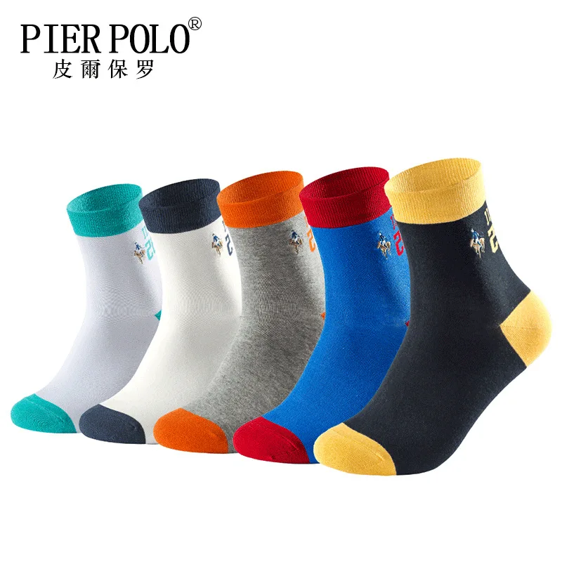 5 пар/лот Высококачественная брендовая одежда Pier Polo модные Повседневное хлопковые носки Бизнес вышивка Для мужчин носки от производителя;