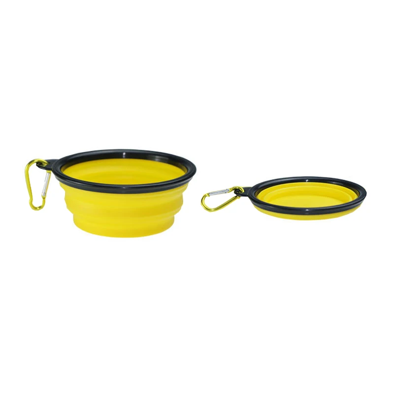A folding bowl-Yello Кормушка для домашних животных, 2 в 1, бутылка для воды для собак, складная миска для собак, для путешествий, для улицы, для еды, питьевой воды, фонтан для кошек и собак, BW609 - Цвет: A folding bowl-Yello