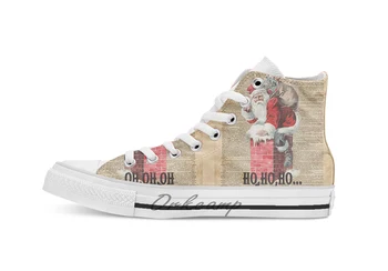 

HoHo Merry Chirstmas Santa Claus In Chimney Dictionary Art breathable Casual High Top lace-up Canvas shoes sneaker Drop shipping