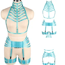 Боди бондаж жгут бюстгальтер сексуальное женское белье набор клетка бюстгальтер ремень топы выдалбливают грудь ремень Готический бюстгальтер без косточек размера плюс танец рейв