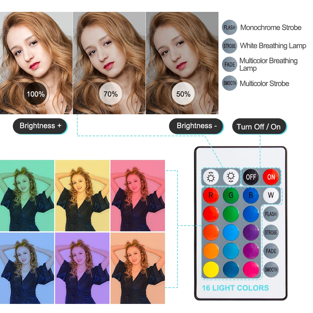 10 Inch Rgb Video Light 16Colors Rgb Ring Lamp For Phone with Remote Camera Studio Large Light Led USB Ring 26cm for Youtuber 2