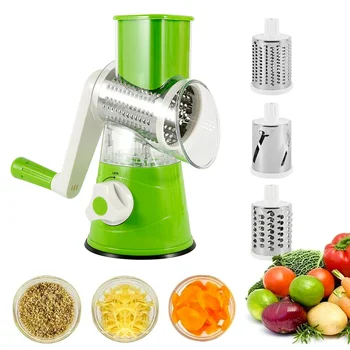 

Green Round Vegetable Chopper Slicer Rotary Cheese Grater Manual Fruit Slicer Veggie Potato Shredder Nut Chopper Kitchen Tool