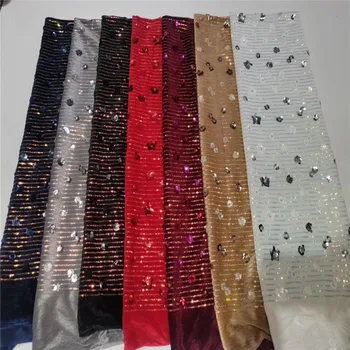 

white Design Sequined Embroidered Mesh Lace Fabric For Women Party Dress Lace African Gold Sequins Guipure Net Lace Material
