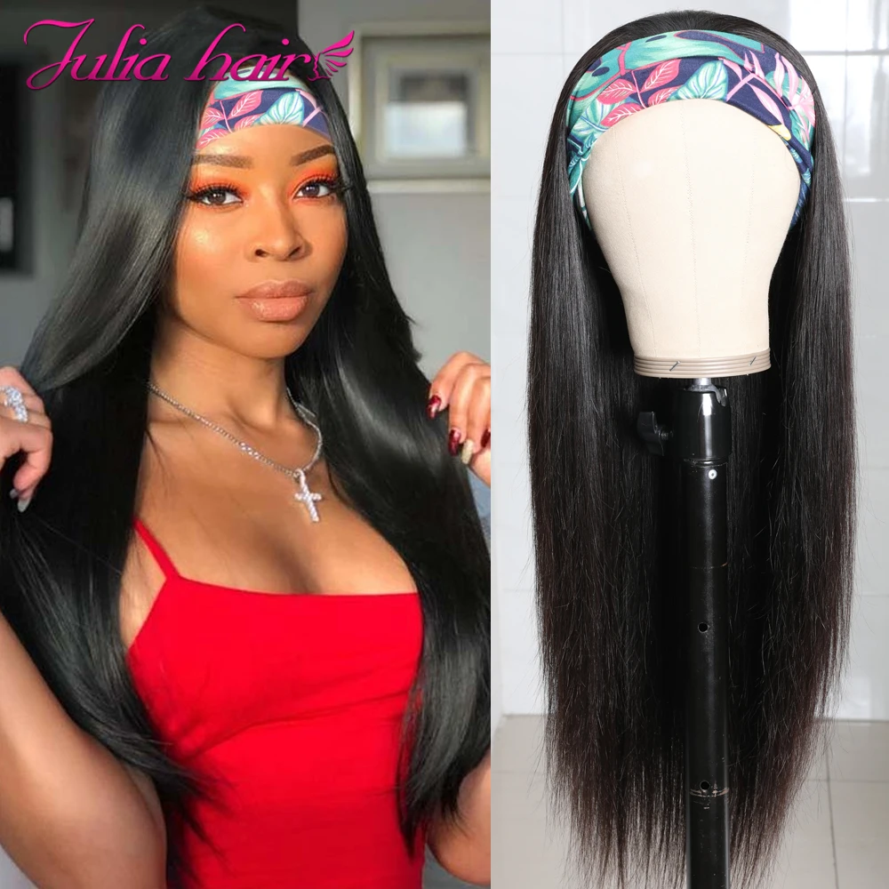 Brazilian Straight Headband Wig for Black Women Glueless Human Hair Wigs with Headband 150% Density Julia Virgin Hair Scarf Wig (1)