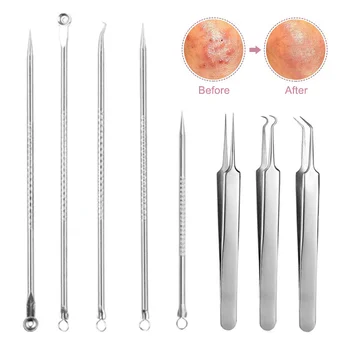 

Blackhead Acne Blemish Remover Stainless Steel Pimple Extractor Clip Needle Tweezers Beauty Face Skin Care Tools
