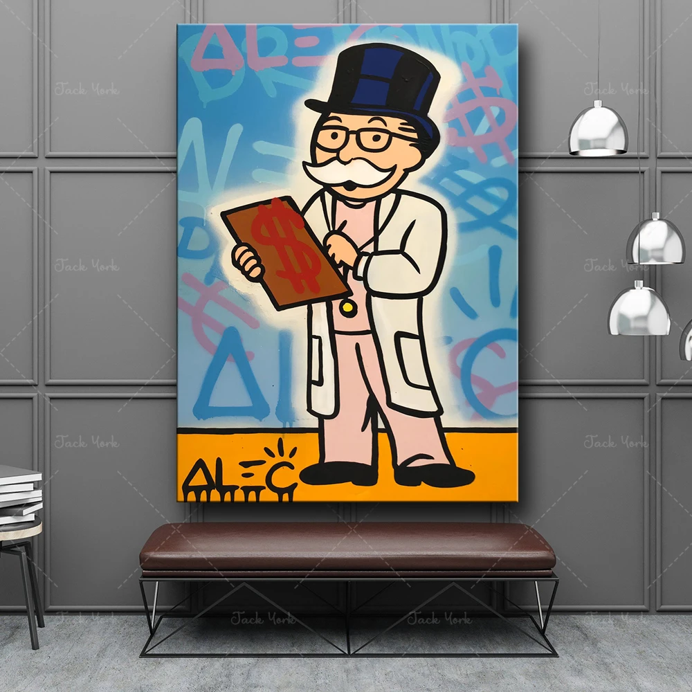 

HD Alec Dr Monopoly Clipboard Home Decoration Canvas Painting Abstract Posters Print Modular Wall Pictures Living Room Art Frame