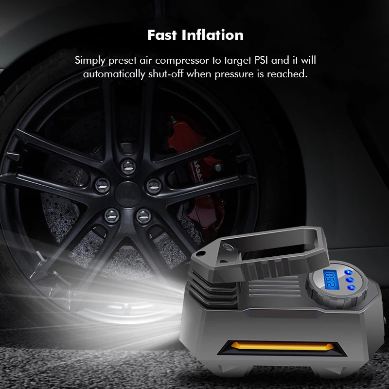 Preise Luft Kompressor Pumpe Inflator Tragbare Für Auto Lkw Reifen Überwachung Druck Lcd Digital Display 12V Auto Lkw Fahrrad Werkzeug