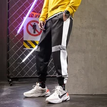 Джоггеры Осень Штаны Для мужчин модный спортивный Штаны мужчкой контрастный цвет повседневные штаны уличная одежда в стиле «хип-хоп», свободные впитывает пот и Штаны M-5XL