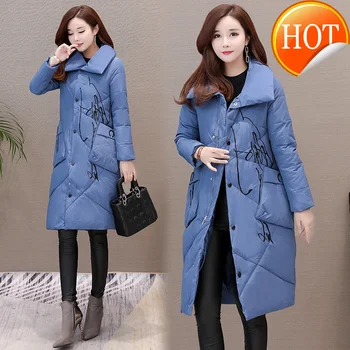 

Woman Coats Winter 2020 Korean Warm Parka Women Jacket Print Long Coats and Jackets Women Parkas Casaco Feminino MY3281