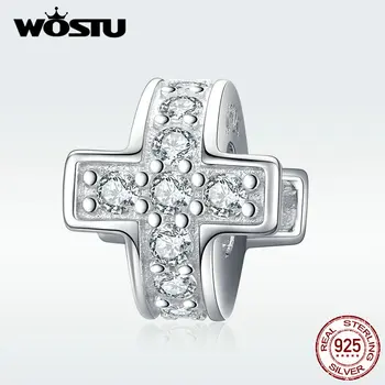 

WOSTU Classic Authentic 925 Sterling Silver Cross Beads Charm Fit Original Pendant Bracelet & Bangle DIY Jewelry Making BKC1292