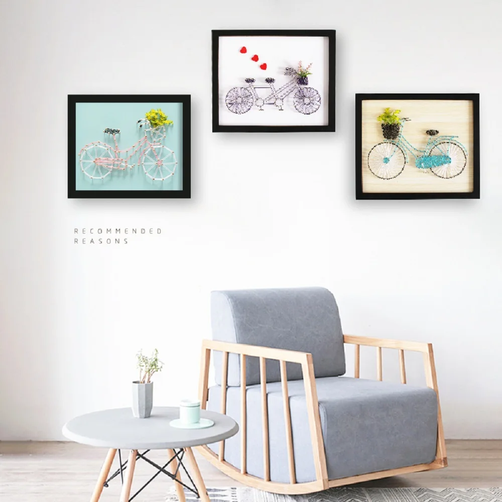 

3D yarn painting String drawing String Art decompression parent-child DIY handmade material package Children's gift bike